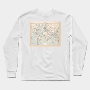 Old World Copper Mining Map (1907) Vintage Global Cu Metal Mines Atlas Long Sleeve T-Shirt